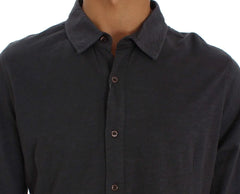 Alpha Massimo Rebecchi Gray Cotton Button Down Casual Shirt - IT58 | XXL - Shirts