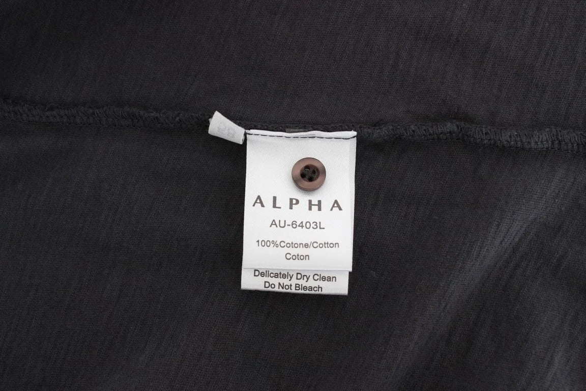 Alpha Massimo Rebecchi Gray Cotton Button Down Casual Shirt - IT58 | XXL - Shirts