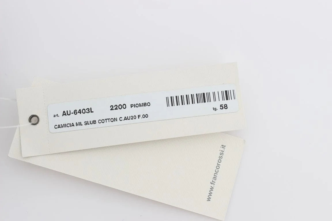 Alpha Massimo Rebecchi Gray Cotton Button Down Casual Shirt - IT58 | XXL - Shirts