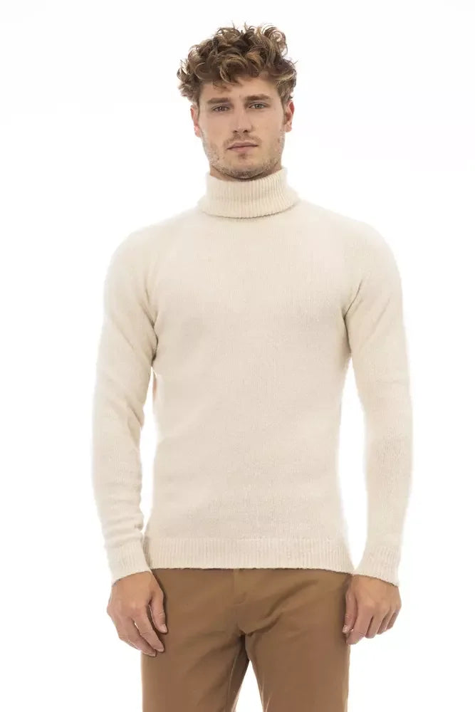 Alpha Studio Beige Alpaca Men Sweater - IT52 | XL - Sweaters