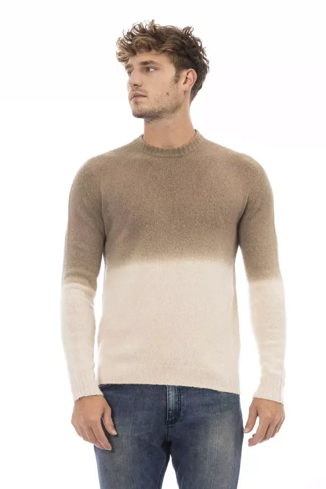Alpha Studio Beige Alpaca Men Sweater - Sweaters