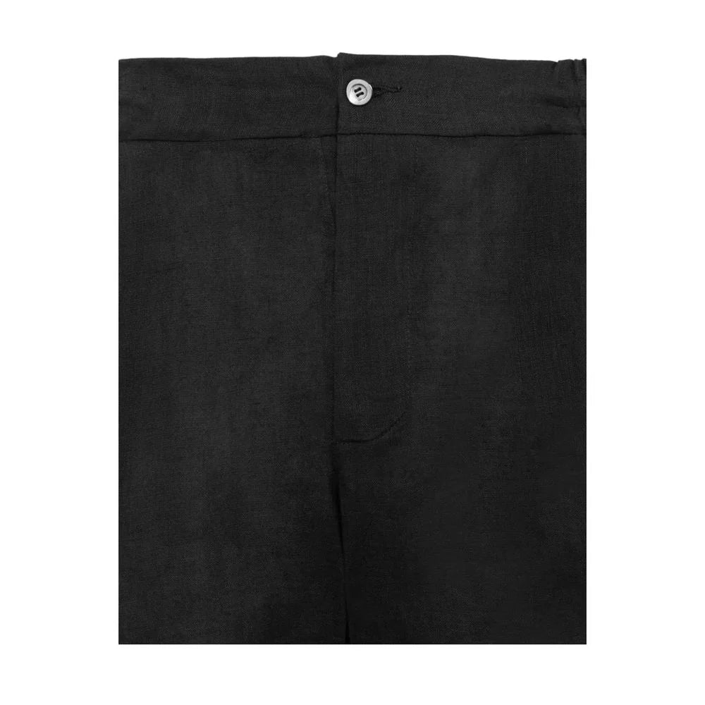 Alpha Studio Black Linen Short - Bermudas