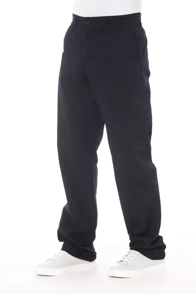 Alpha Studio Blue Cotton Men Pant - Trousers
