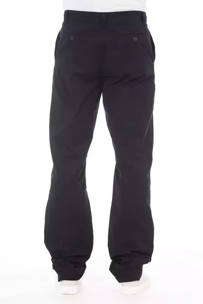 Alpha Studio Blue Cotton Men Pant - Trousers