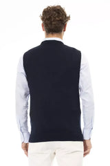 Alpha Studio Blue Viscose Men Jacket - Vests