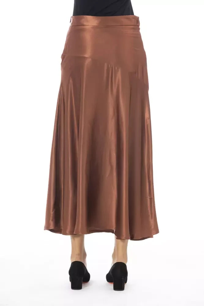 Alpha Studio Brown Viscose Women Skirt - Skirts