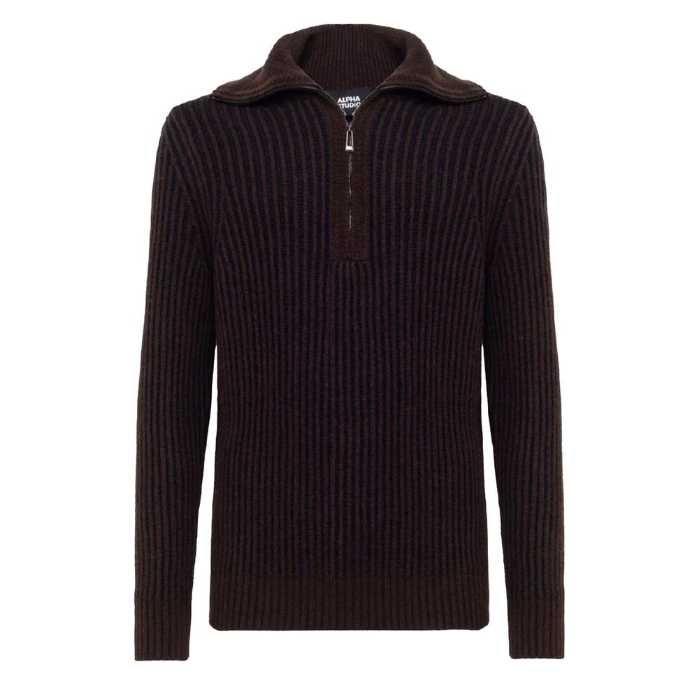 Alpha Studio Brown Wool Sweater