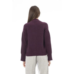 Alpha Studio Burgundy Merino Wool Women Cardigan - Cardigans