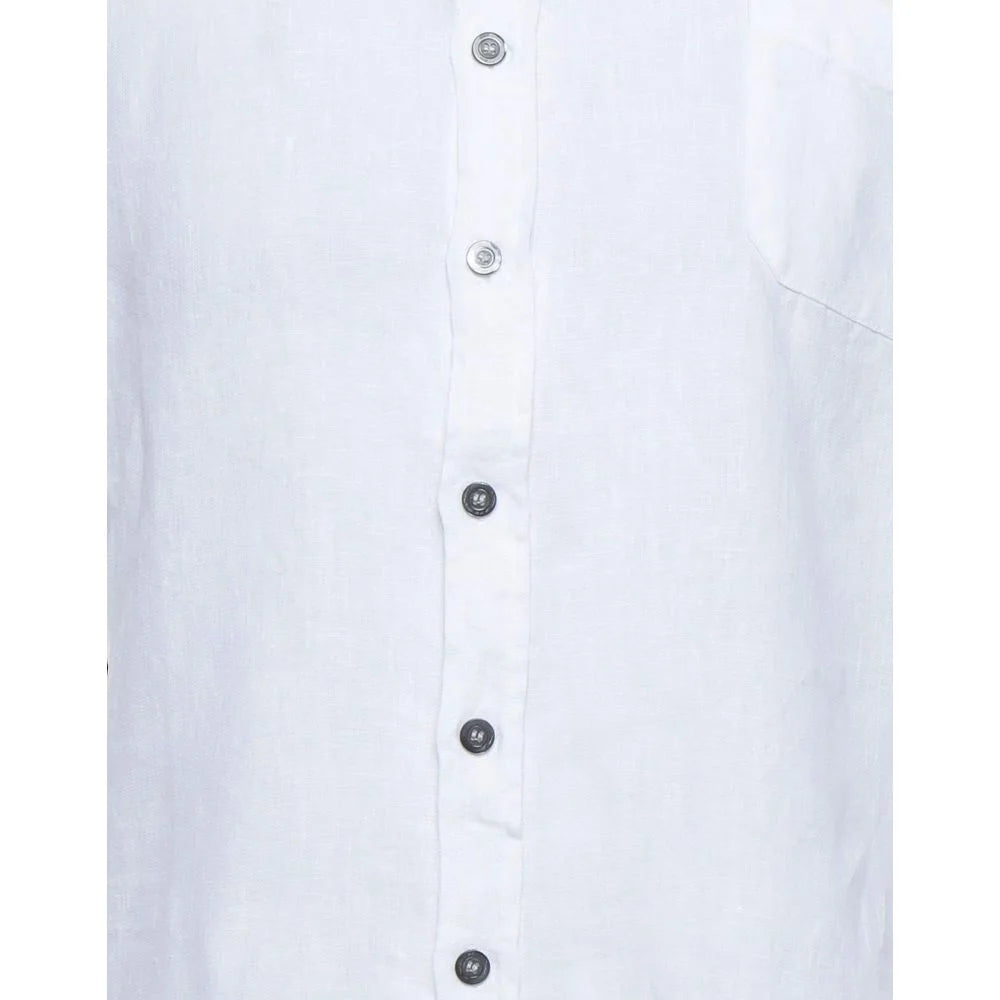 Alpha Studio Elegant White Linen Shirt for Men - IT46 | S - Shirts