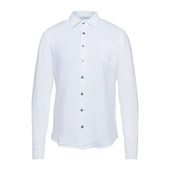 Alpha Studio Elegant White Linen Shirt for Men - IT46 | S - Shirts