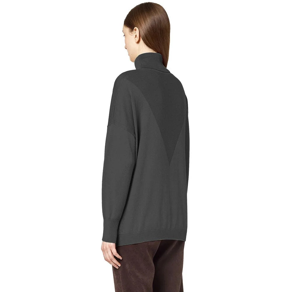 Alpha Studio Gray Silk Sweater - Sweaters