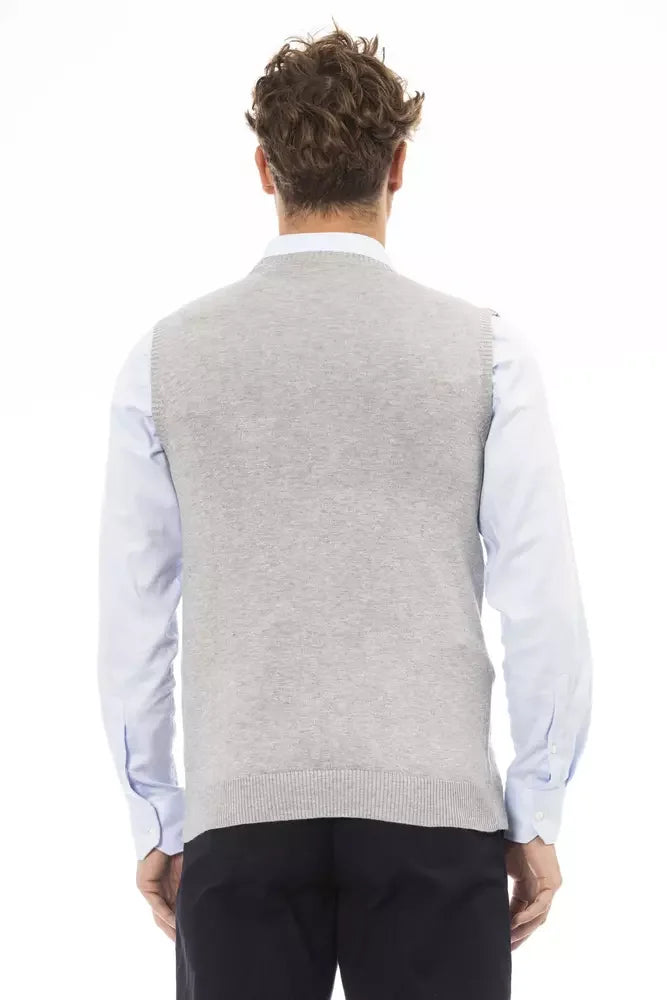 Alpha Studio Gray Viscose Men Jacket - IT52 | XL - Vests