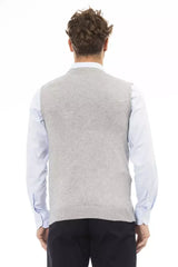 Alpha Studio Gray Viscose Men Jacket - IT52 | XL - Vests
