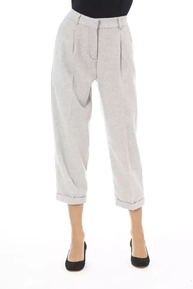 Alpha Studio Gray Wool Women Pants - IT48|XXL - Trousers