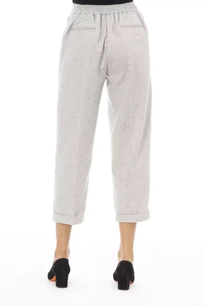 Alpha Studio Gray Wool Women Pants - IT48|XXL - Trousers
