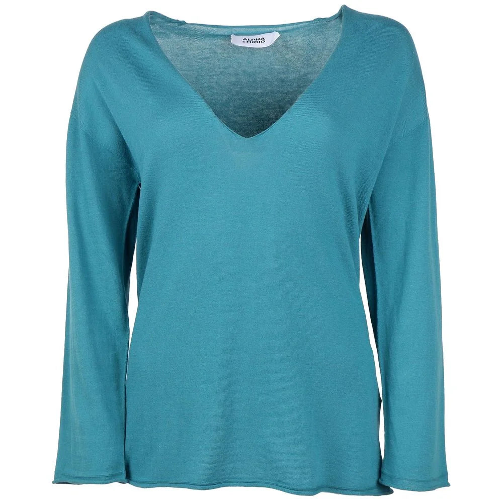 Alpha Studio Green Cotton Sweater - Sweaters