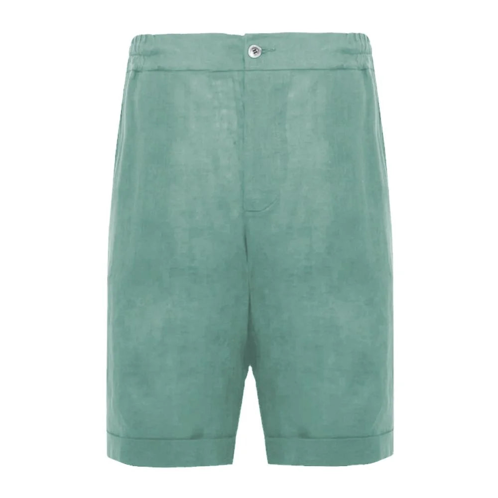 Alpha Studio Green Linen Short - IT52 | XL - Bermudas