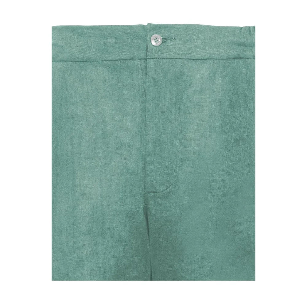 Alpha Studio Green Linen Short - IT52 | XL - Bermudas