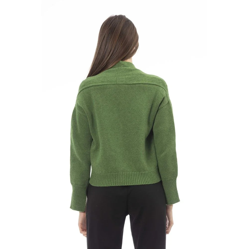 Alpha Studio Green Merino Wool Women Cardigan - Cardigans