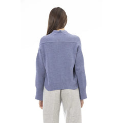 Alpha Studio Light Blue Merino Wool Women Cardigan - Cardigans