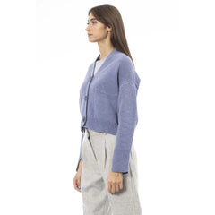 Alpha Studio Light Blue Merino Wool Women Cardigan - Cardigans