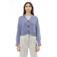 Alpha Studio Light Blue Merino Wool Women Cardigan - Cardigans