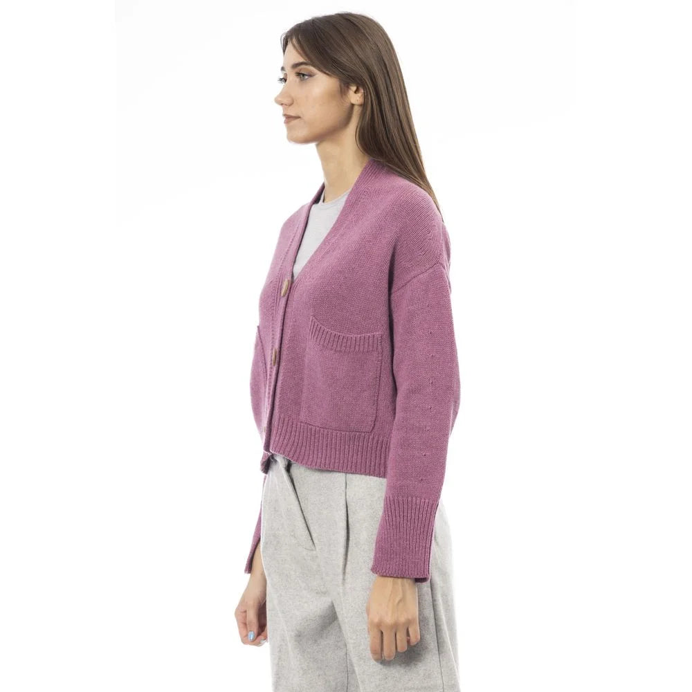 Alpha Studio Multicolor Merino Wool Women Cardigan - IT44|L - Cardigans