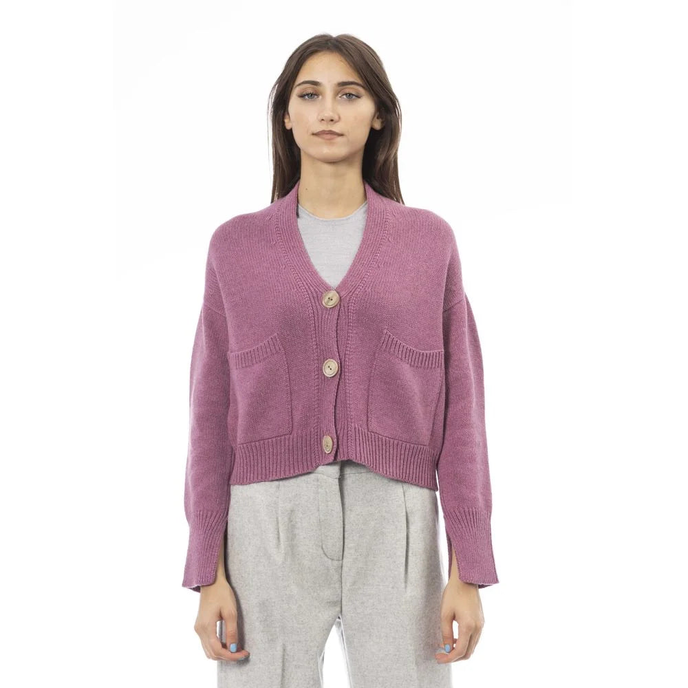 Alpha Studio Multicolor Merino Wool Women Cardigan - IT44|L - Cardigans