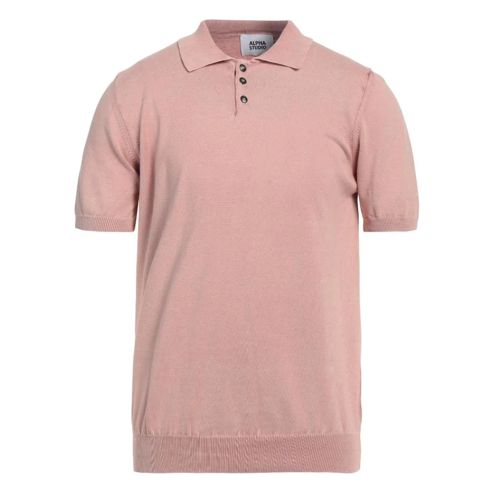 Alpha Studio Pink Cotton Polo Shirt - Polos
