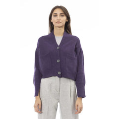 Alpha Studio Purple Merino Wool Women Cardigan - Cardigans