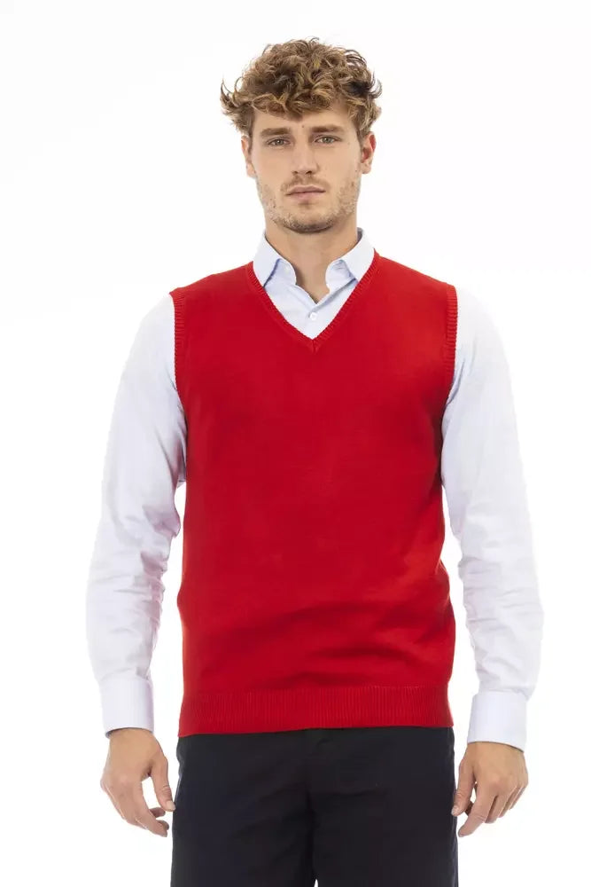 Alpha Studio Red Viscose Men’s Jacket - Vests