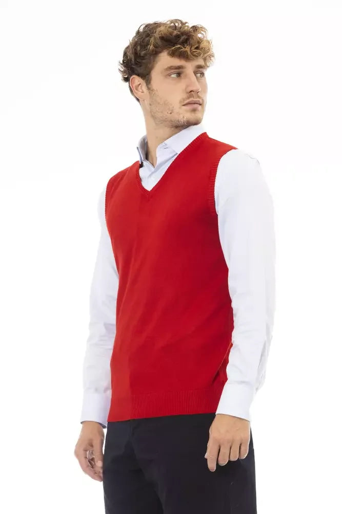 Alpha Studio Red Viscose Men’s Jacket - Vests