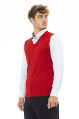 Alpha Studio Red Viscose Men’s Jacket - Vests
