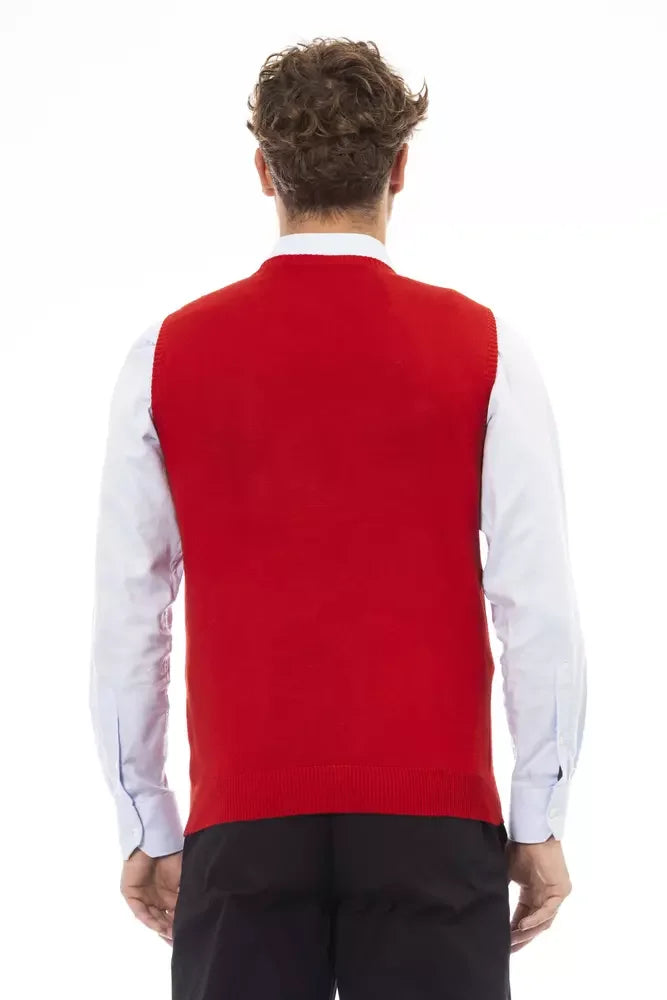 Alpha Studio Red Viscose Men’s Jacket - Vests