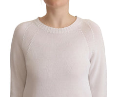 Alpha Studio White Long Sleeves Crewneck Pullover Sweater - IT40|S - Sweaters