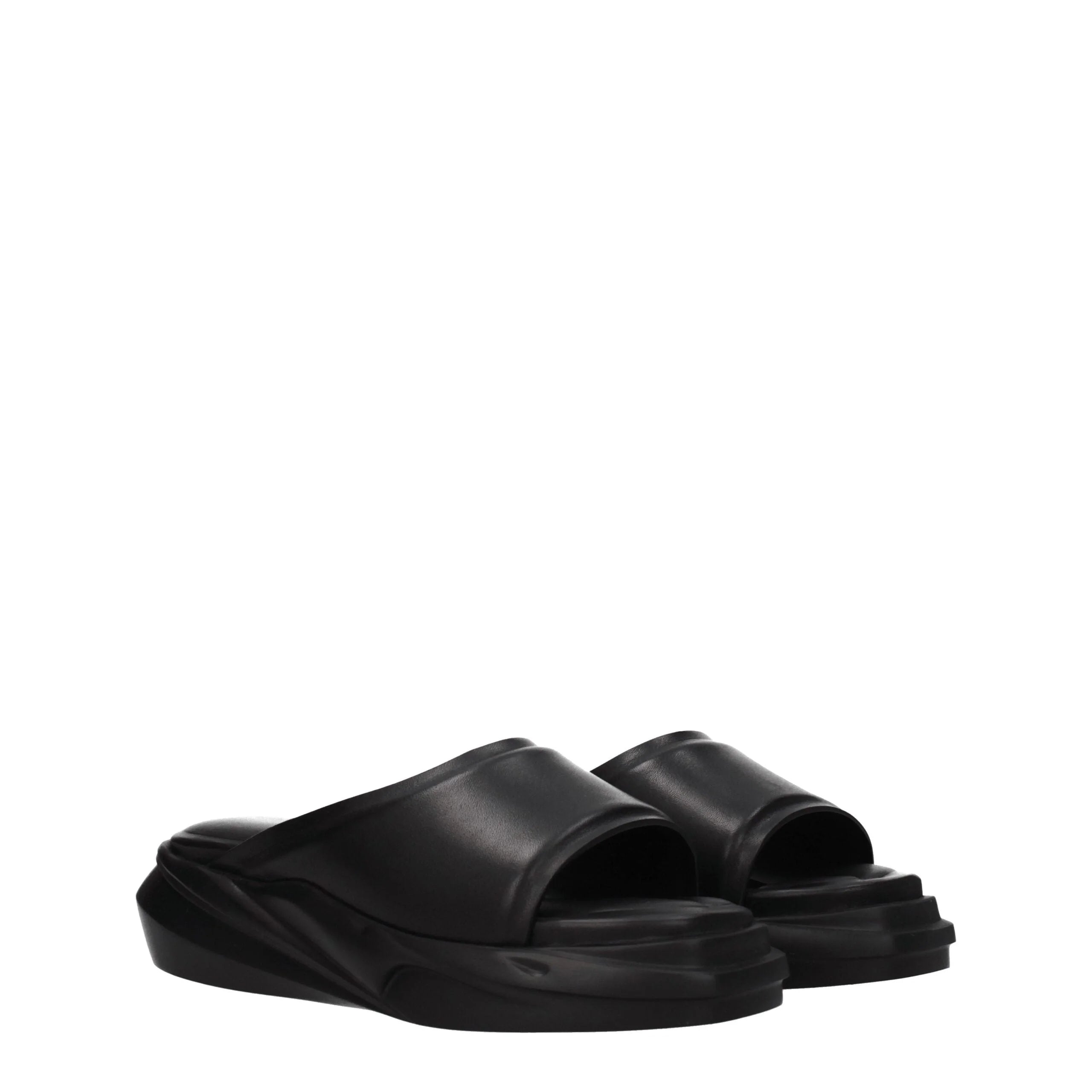 Alyx Black Leather Slippers Sandals