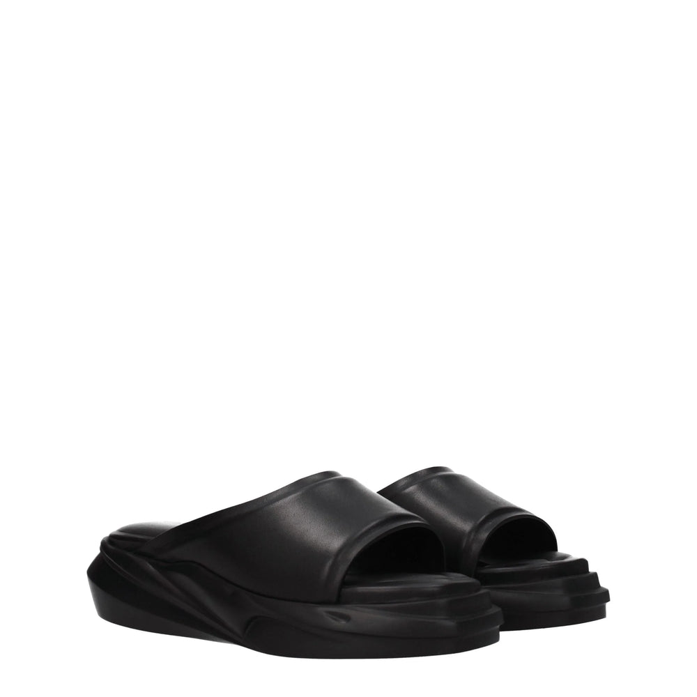 Alyx Black Leather Slippers Sandals