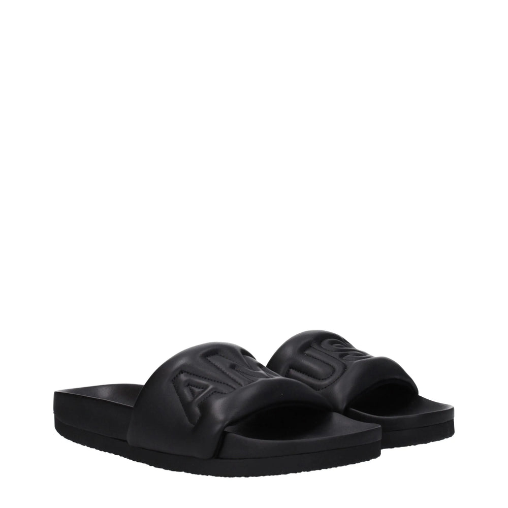 Ambush Black Leather Slippers Sandals - Sandals