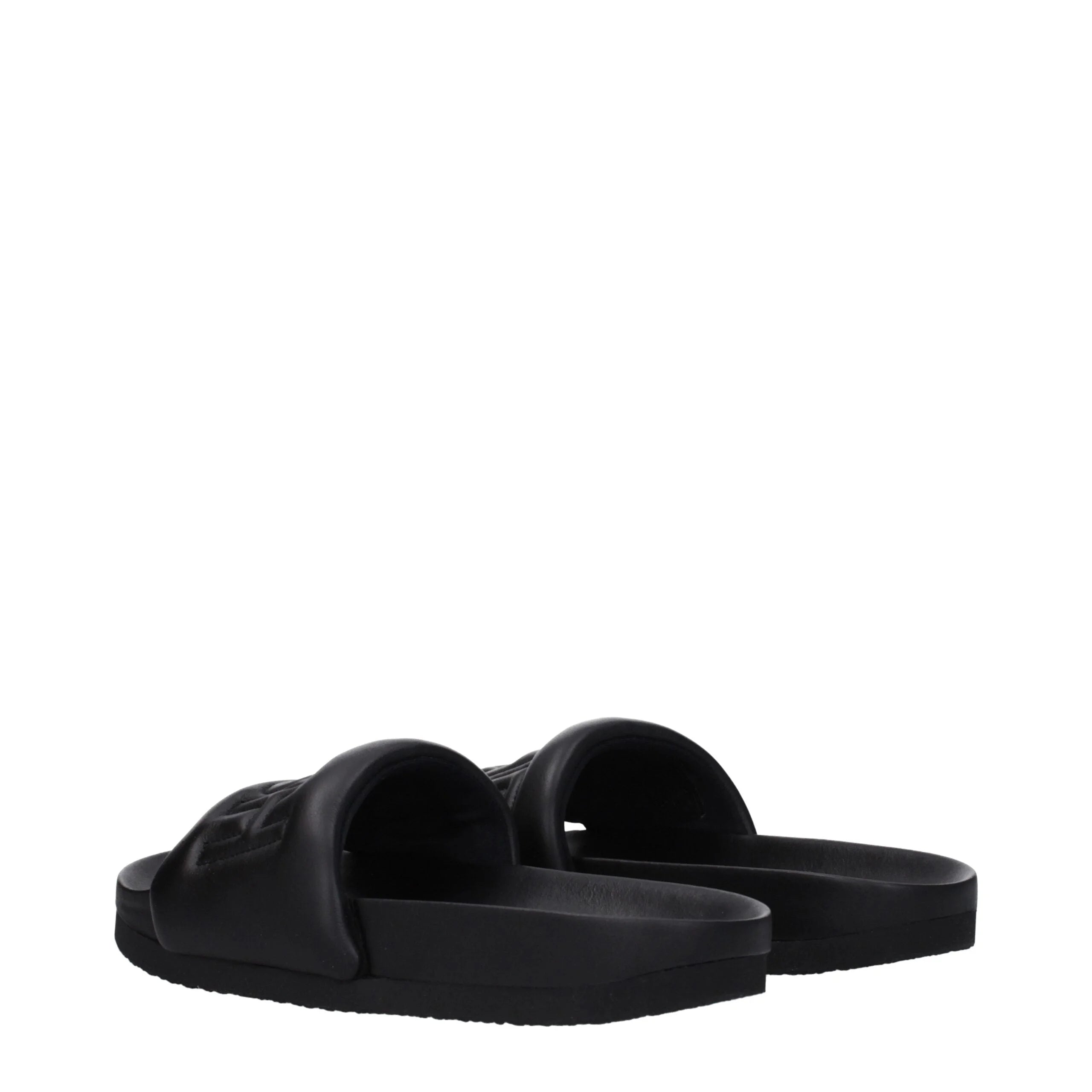 Ambush Black Leather Slippers Sandals - Sandals