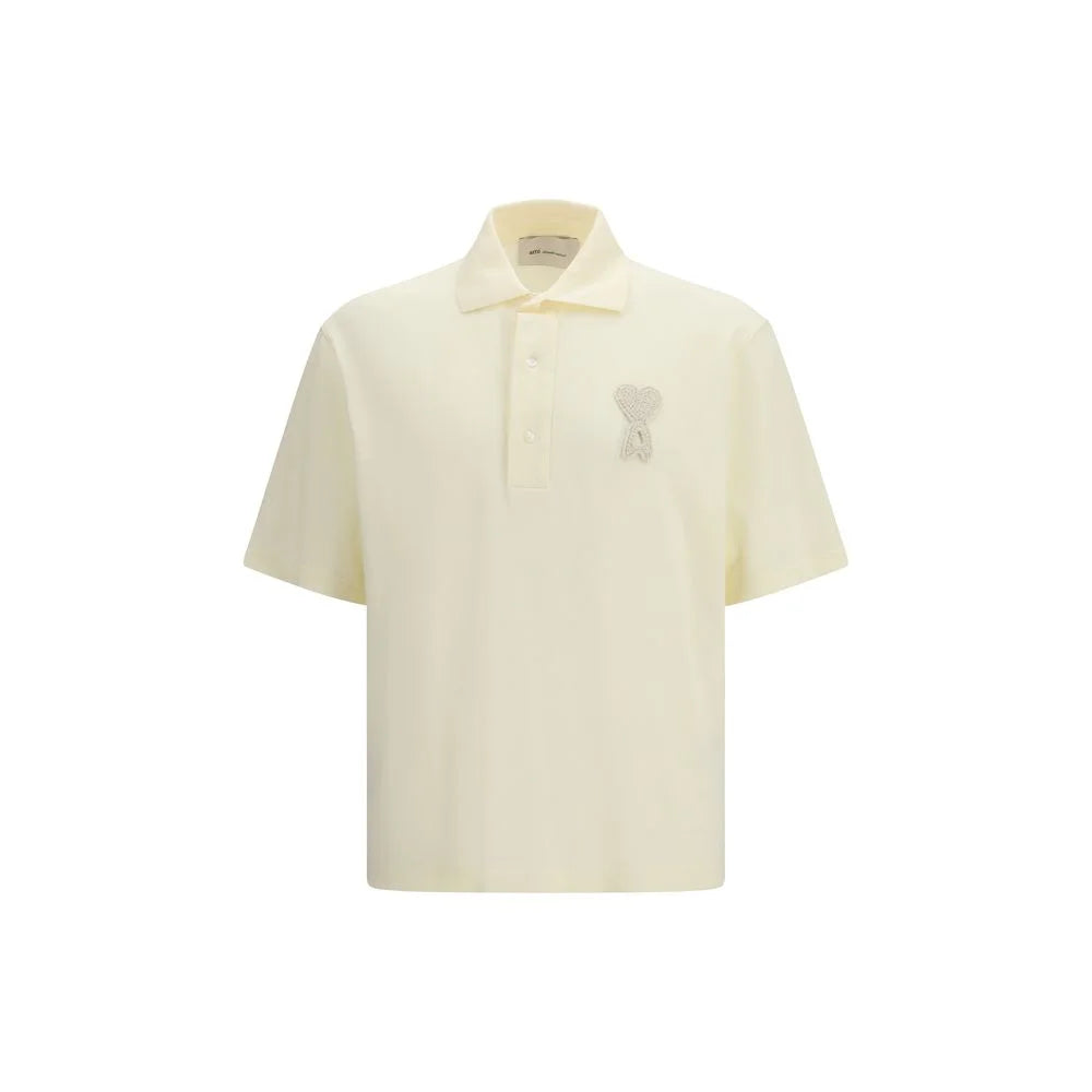 Ami Paris Beige Cotton Polo Shirt