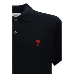 Ami Paris Black Cotton Polo Shirt