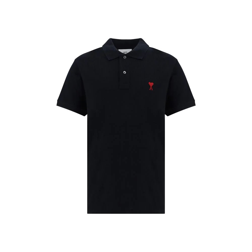 Ami Paris Black Cotton Polo Shirt