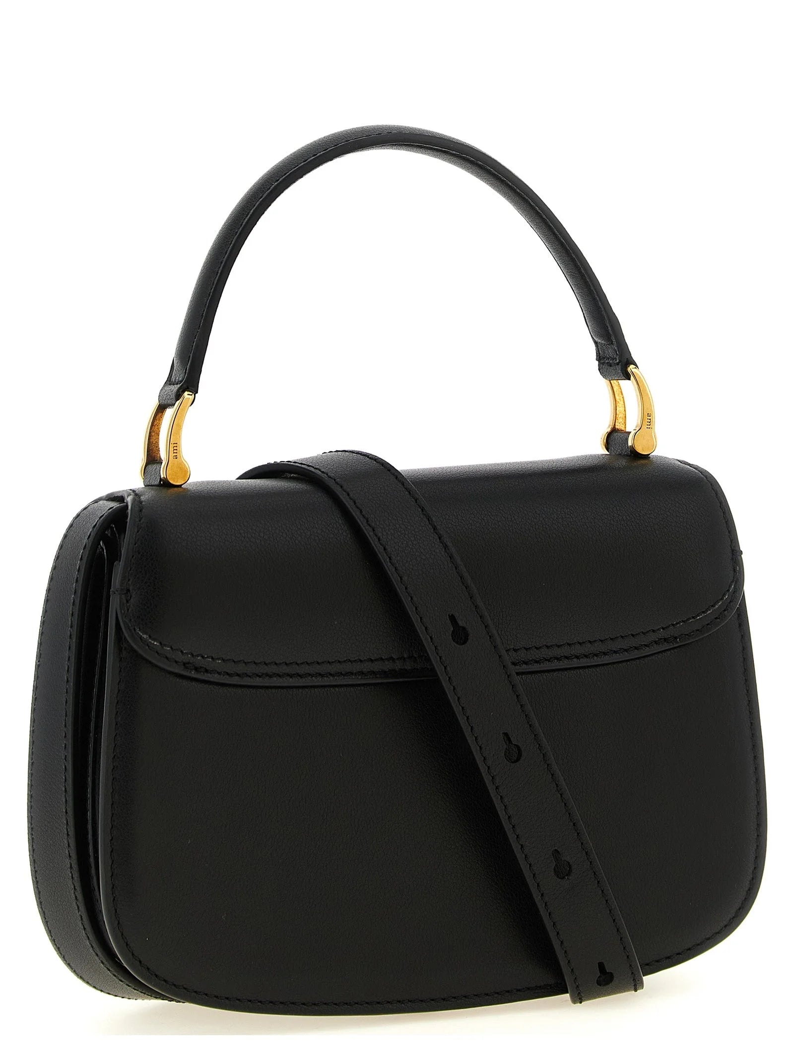 Ami Paris Black Cowhide Handbag