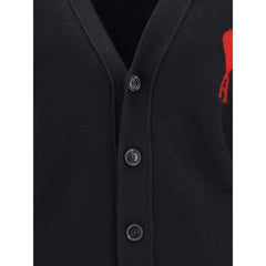 Ami Paris Black Fleece Wool Cardigan