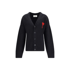 Ami Paris Black Fleece Wool Cardigan