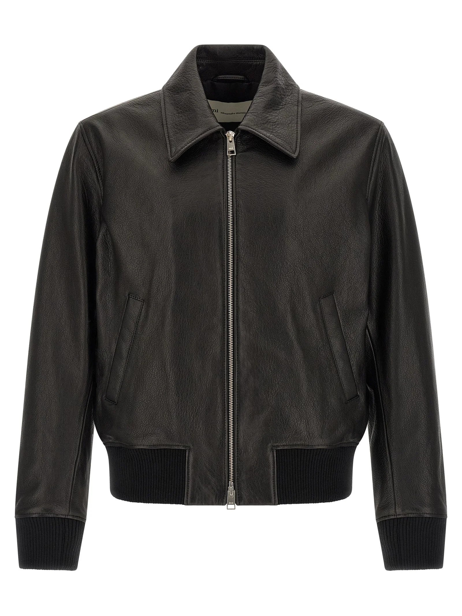 Ami Paris Black Lamb Leather Leather Jacket