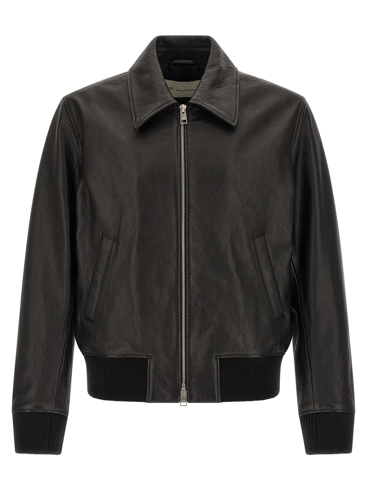 Ami Paris Black Lamb Leather Leather Jacket