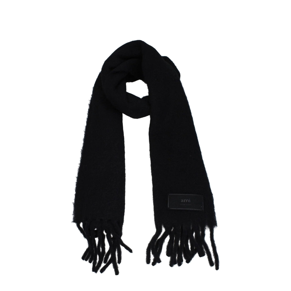 Ami Paris Black Leather Scarves - Scarves & Shawls