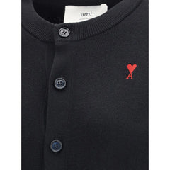 Ami Paris Black Merino Wool Cardigan