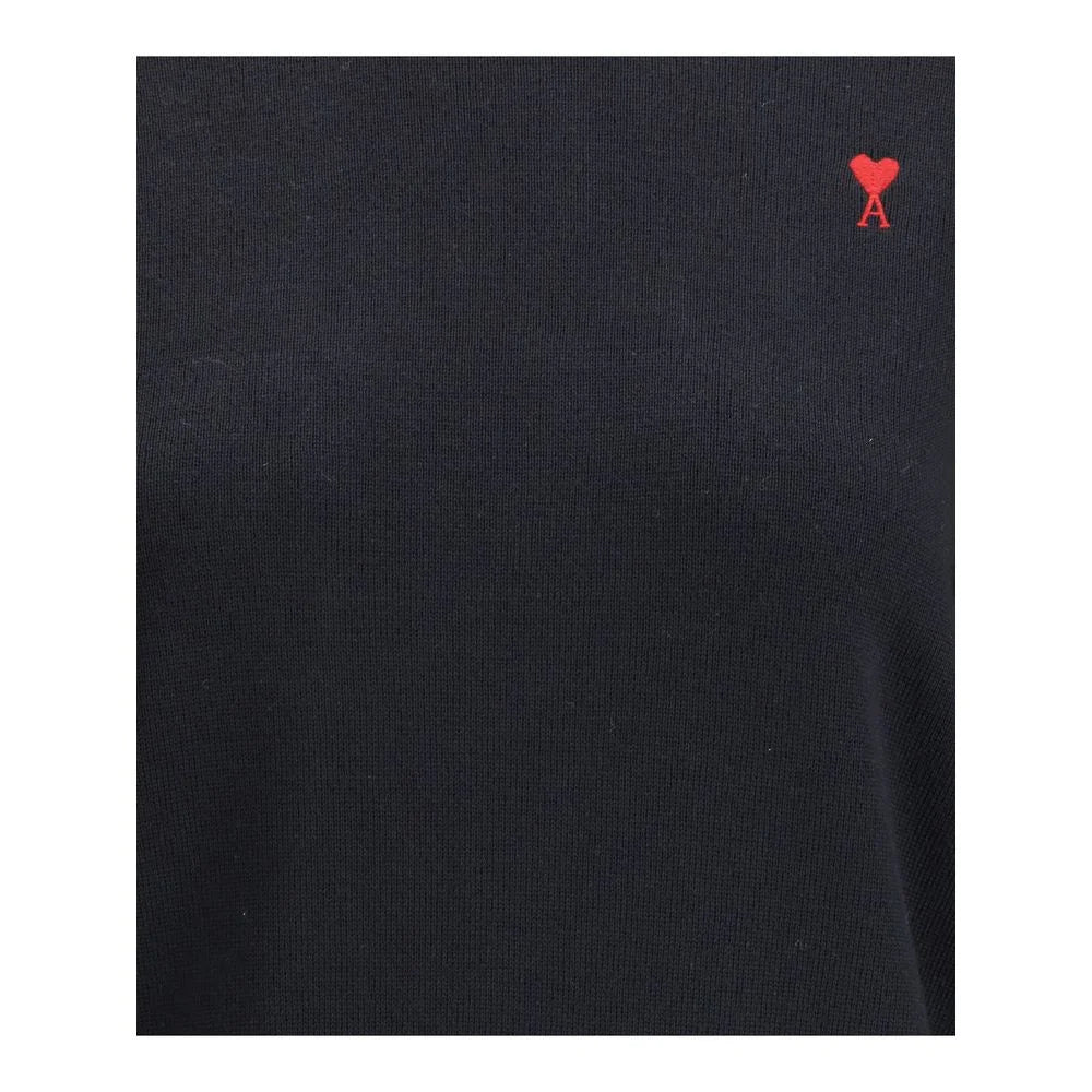 Ami Paris Black Merino Wool Sweatshirt